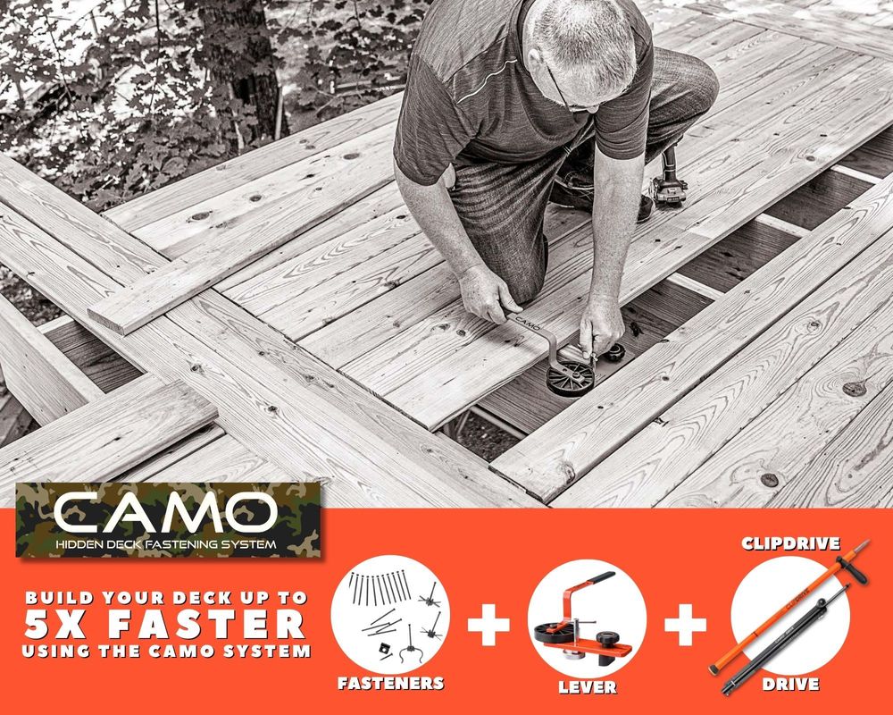 Black and White Image Of Man Building a Deck.