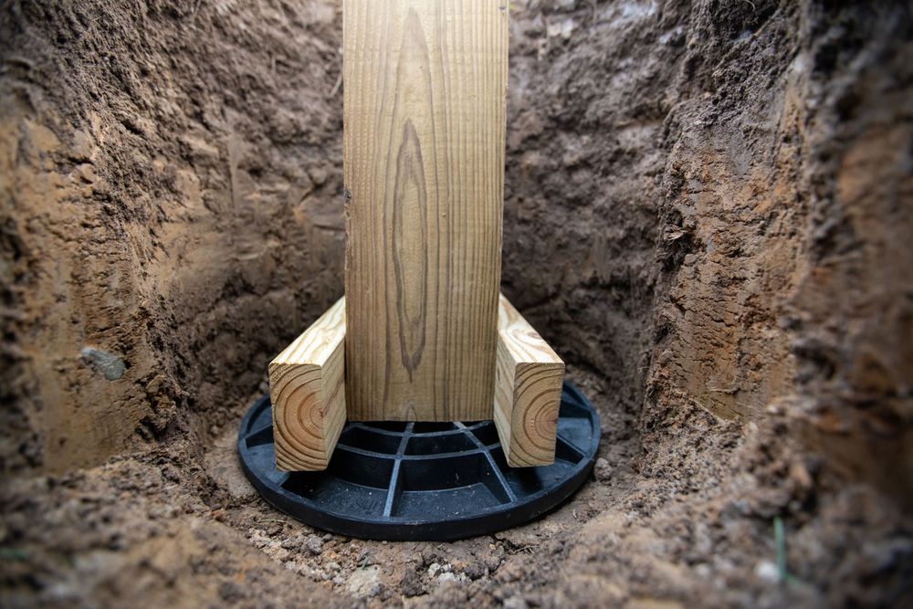 Cutaway Image of Decking Post Installation Using FootingPad.