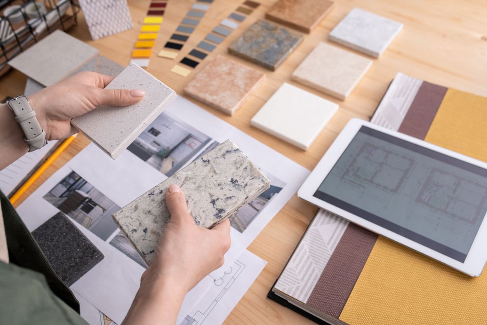 Designer Comparing Countertop Samples